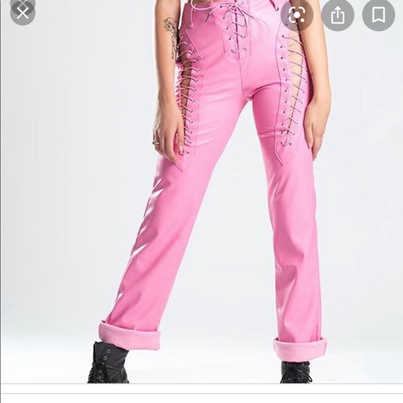 Iamgia Xtina Pink Leather Pants 
